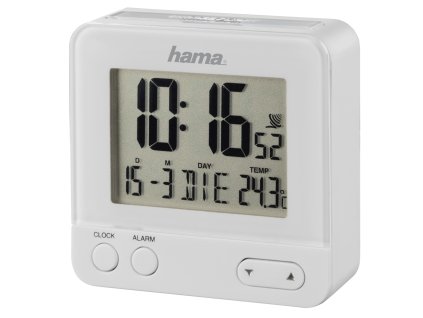 Hama RC 540 Radio Controlled Alarm Clock, with night light function, white