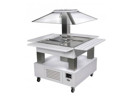 SALÁTOVÝ BAR CHLADÍCÍ SBCM 40 F - ELEKTRONICKÝ ZDVIH - BÍLÉ DŘEVO