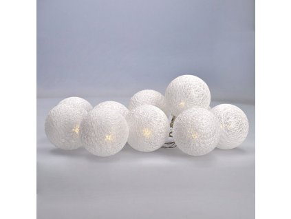 Solight LED řetěz vánoční koule bavlněné, 10LED, 1m, 2x AA, IP20