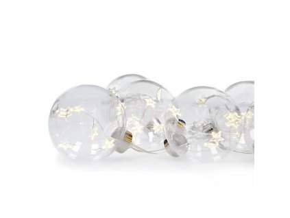 Solight sada LED vánočních koulí s hvězdami, vel. 8cm, 6ks, 30LED,časovač, tester, 3xAA, USB