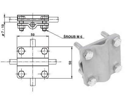 TREMIS SK E (V052) Svorka křížová M6, FeZn (hromosvod)
