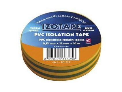 Elektrikářská izolační páska 15mm - zeleno žlutá