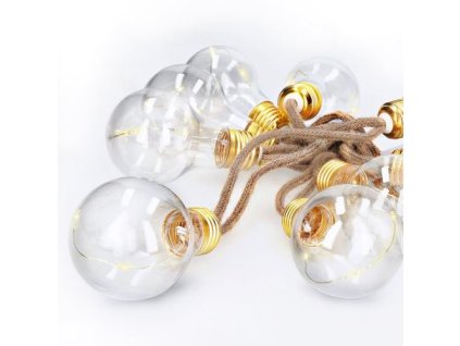 SOLIGHT LED dekorativní žárovky na přírodním provazu, 10x žárovka, 30LED, 180cm, časovač VÝPRODEJ