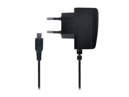 SOLIGHT USB nabíjecí adaptér, kabel microUSB, 1000mA, AC 230V, černý DC38 VÝPRODEJ