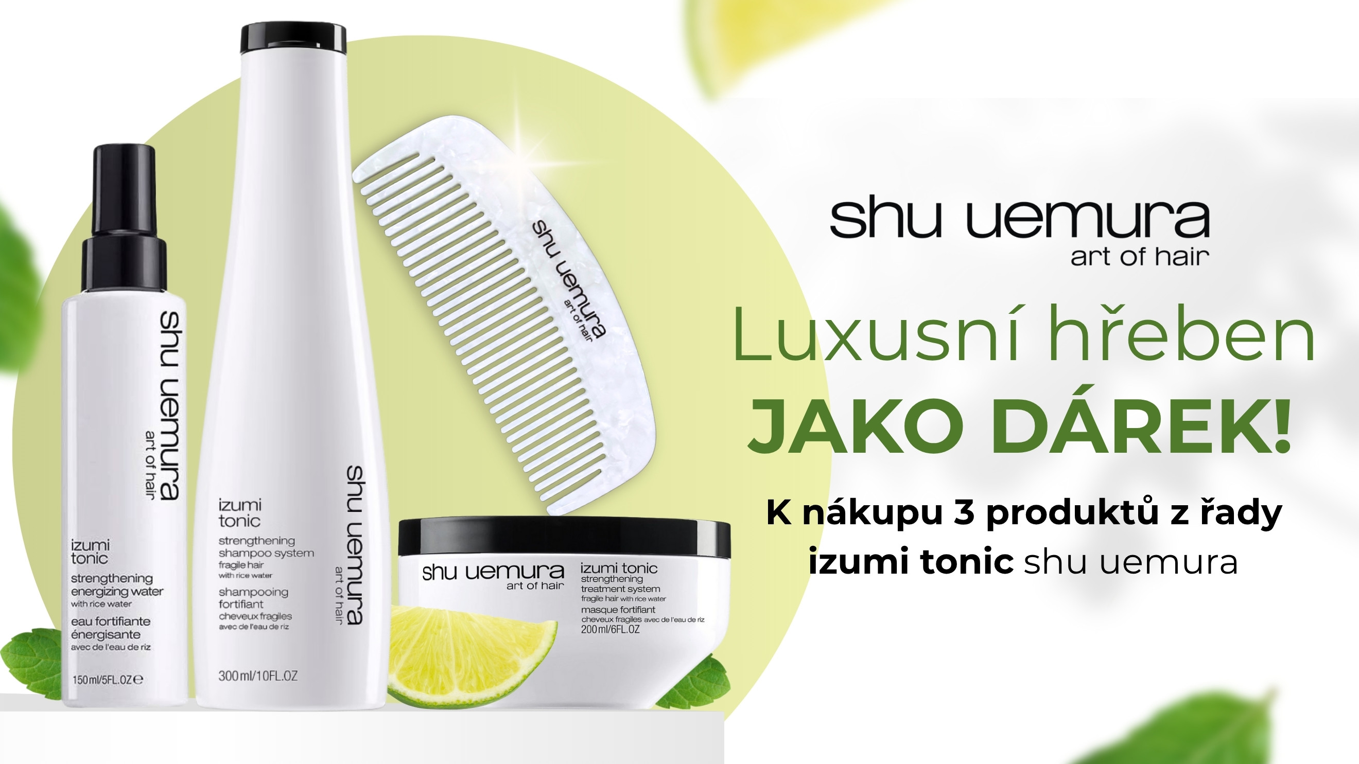 Luxusní hřeben jako dárek k nákupu 3 produktů izumi tonic shu uemura