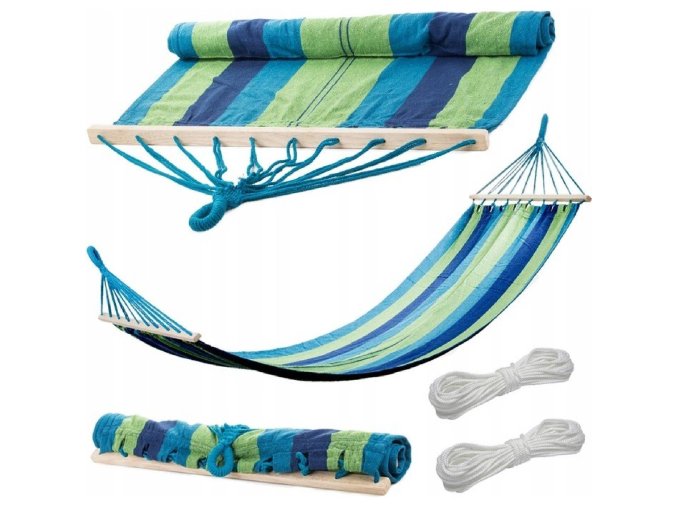 Verk 01284 Hamaka houpací síť 240x80 modrá zelená