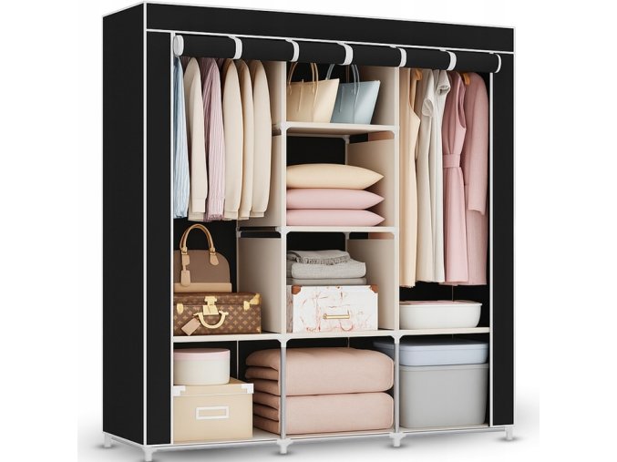 Ruhhy 23740 Textilní skříň 170 x 170 x 42 cm černá 1