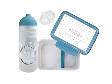 set R&B box a lahev FRESH 2v1 šedomodrá 700ml