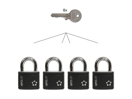 Set 4ks visacích zámků na SU RV.APOLLO.40.SET4.CRN