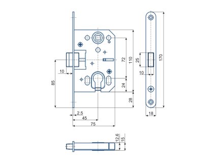 Zadlabací zámek HOBES K041/PL/FAB, magnetický