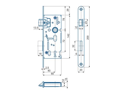 Zadlabací zámek HOBES K103C/BB/PL