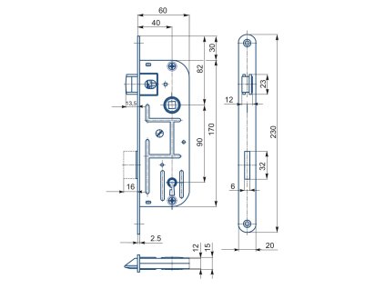 Zadlabací zámek HOBES 02-03/DOZ/PL