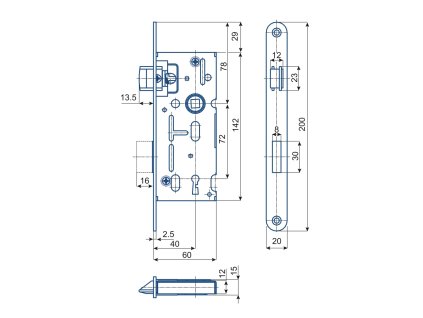 Zadlabací zámek HOBES K104/DOZ/PL