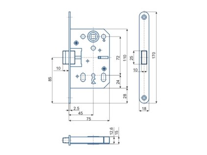 Zadlabací zámek HOBES K040/PL/BB, magnetický