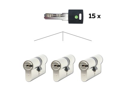 Stavební cylindrická vložka EC.30/35.NI.SET3.ZEL EURO Xcolor (15 klíčů)