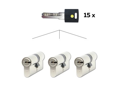 Stavební cylindrická vložka EC.30/35.NI.SET3.ZLU EURO Xcolor