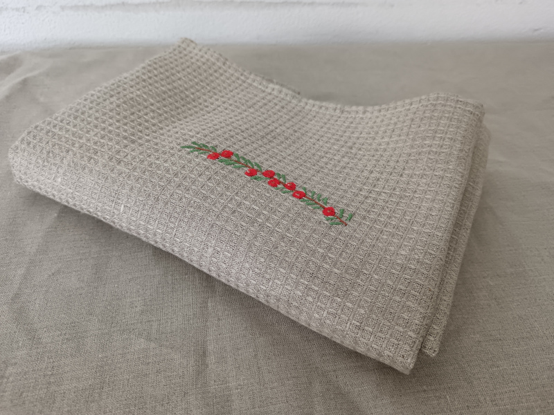 Lněná vánoční utěrka - s výšivkou | E-len