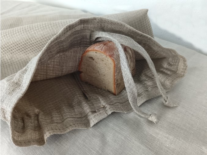 Lněný pytlík na chléb a pečivo - vaflový