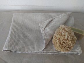 Ručník lněný vaflový - bílá káva