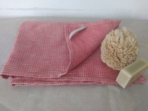 Ručník lněný vaflový - jahodově červená
