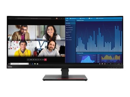 Lenovo ThinkVision / P34w-20 34" IPS zakřivený / 3440x1440 / 6ms / DP / 2xHDMI / 3xUSB / USB-C / výškově nastavitelný / repro / webcam / černá