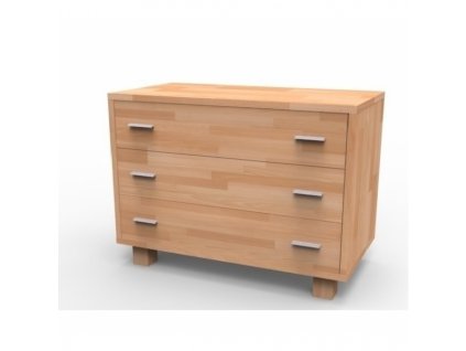 Komoda K3Z – elegantná masívna komoda z bukového a dubového dreva, charakteristická precíznymi zaoblenými hranami a jemnými vybrúsenými úchytkami, ideálna pre moderné interiéry.