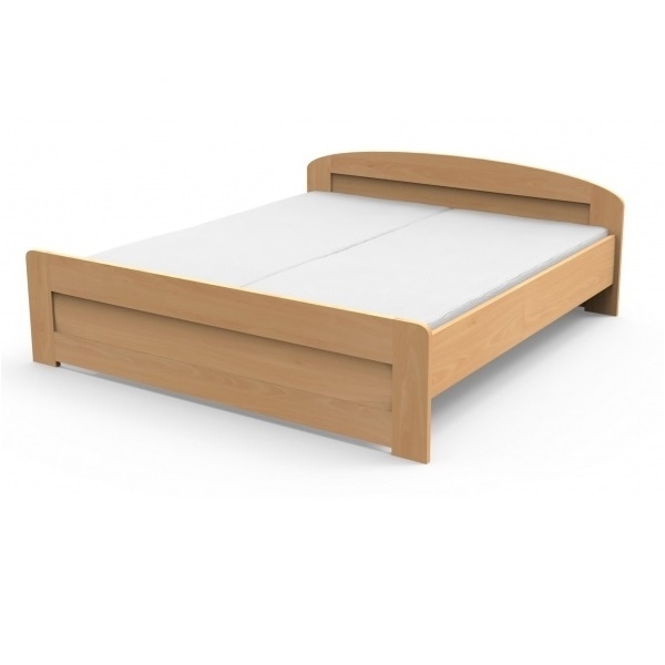 TEXPOL Manželská masívna posteľ PETRA s rovným čelom pri nohách Materiál: Buk, Morenie: tabak, Veľkosť: 200 x 180 cm