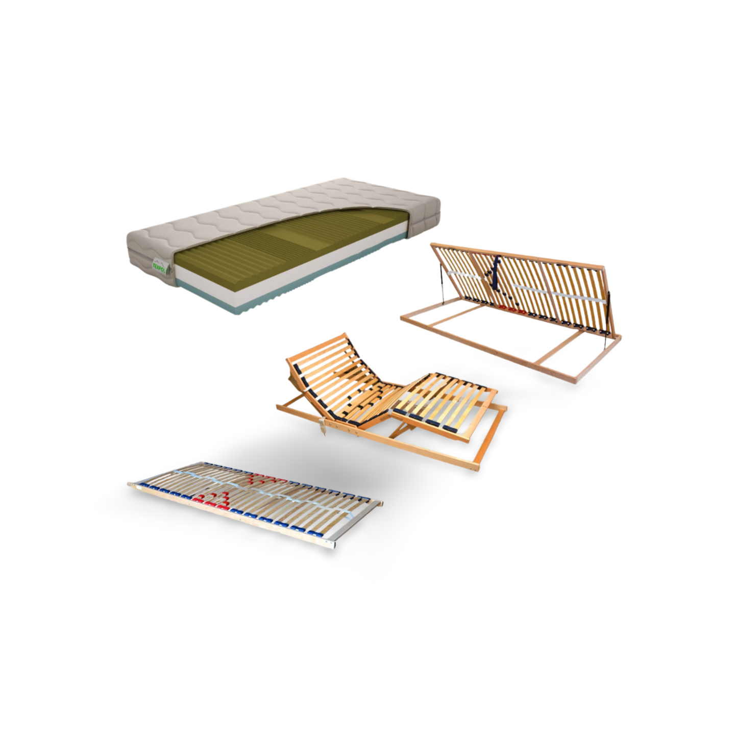 E-matrac Manželský Set Economic Buk (Posteľ, rošty, matrace, doplnky) Typ matraca: Taštičkový 7 zónový, Rošt: Latový bočný výklop, Posteľ: 200x160