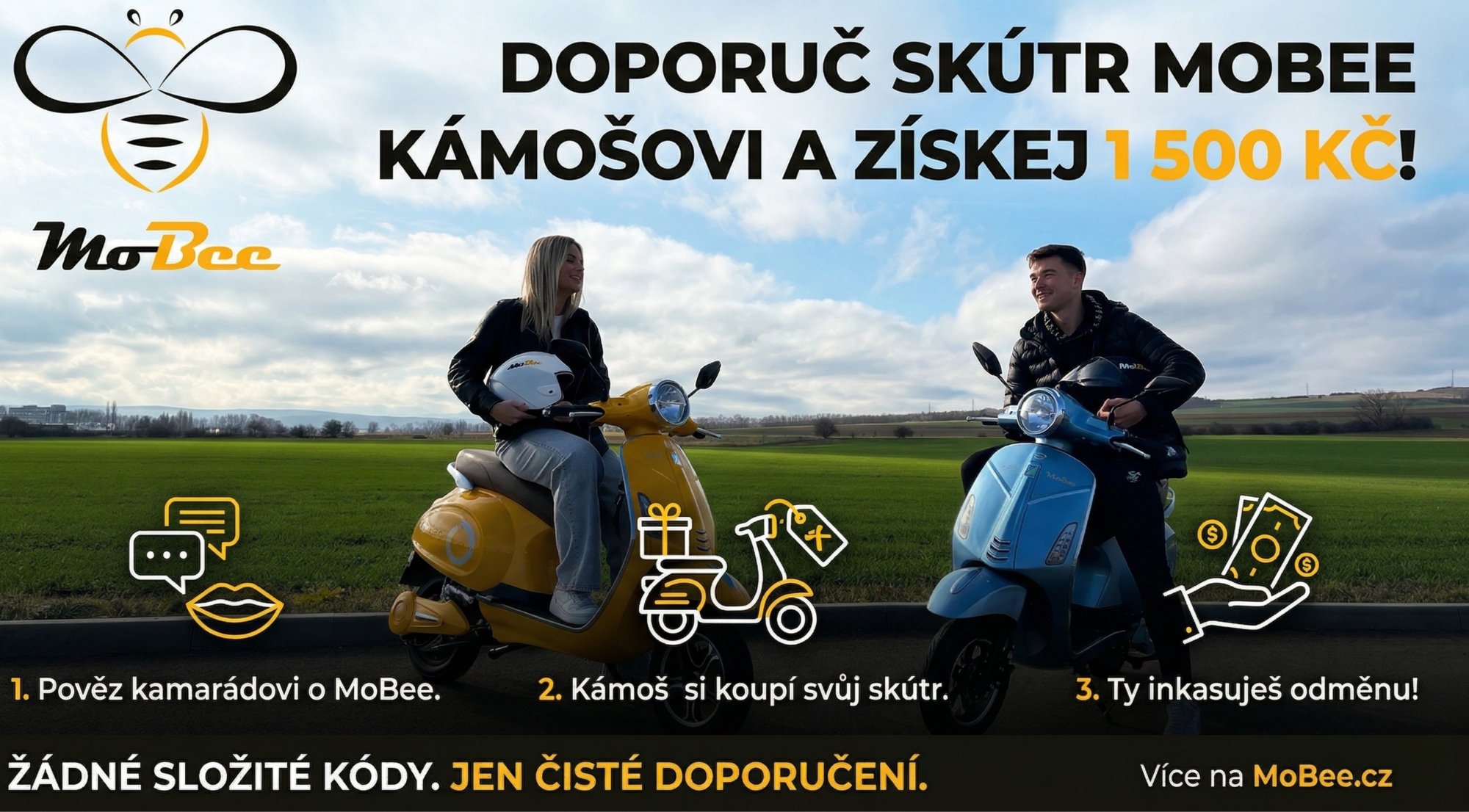 Doporuč MoBee a inkasuj 1500 Kč cash! 🛵💰