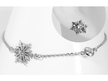 Stříbrná sada Sněhová vločka - náramek a náušnice