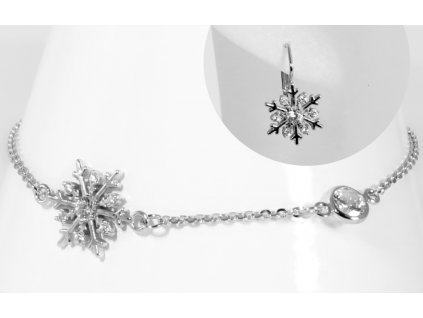 Stříbrná sada Sněhová vločka - náramek a náušnice