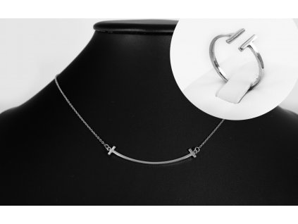 Stříbrná sada šperků Smile Audrey - náhrdelník a prsten