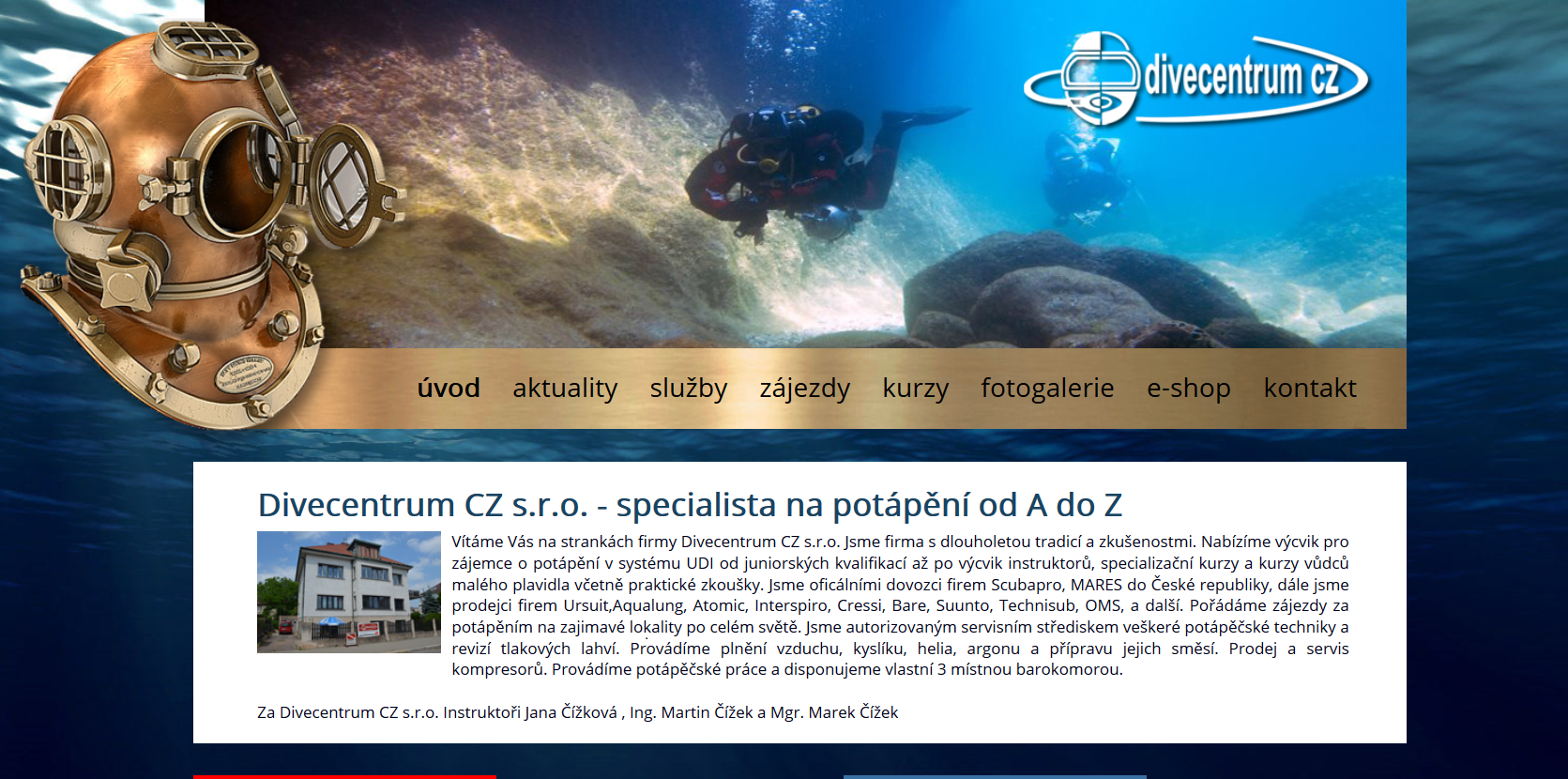 Webové stránky Divecentra