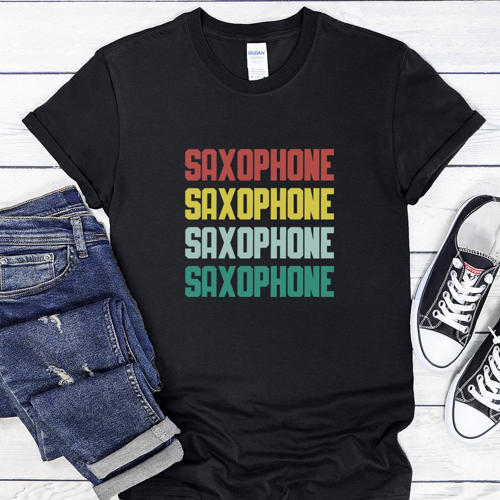 saxophone text multicolor black original