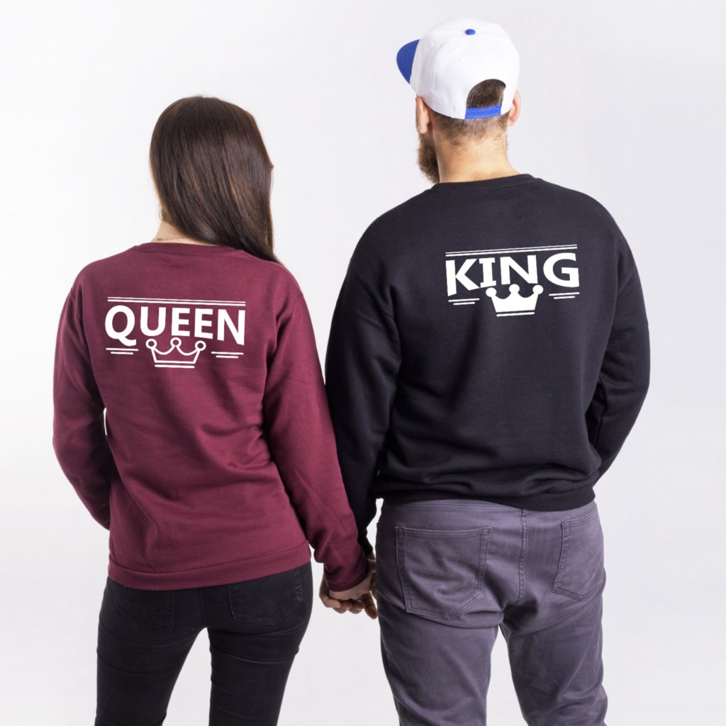 Mikiny bez kapuce KING & QUEEN (cena za obě mikiny)