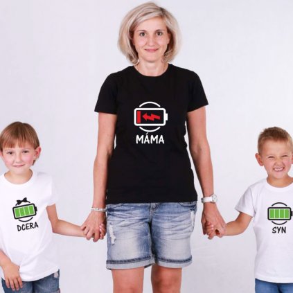 Set triček Máma & Syn/Dcera Low Battery (cena za jedno tričko)