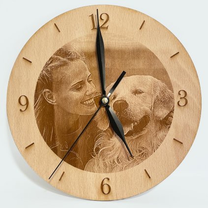 Dřevěně hodiny s vlastní fotografií CLEAN (1+1 ZDARMA)