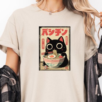 liyue4461 T shirt design featuring a cute black cat eating rame 5d2b1134 1479 48a4 9ed4 04d16b9fe9a0 natural original