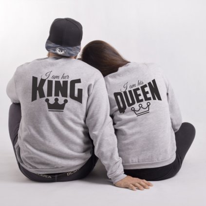 Mikiny HIS QUEEN & HER KING bez kapuce (cena za obě mikiny)