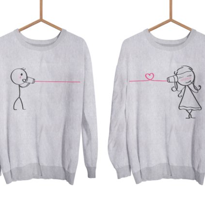 Párové mikiny bez kapuce Cute Buddies Whisper (cena za obě mikiny)