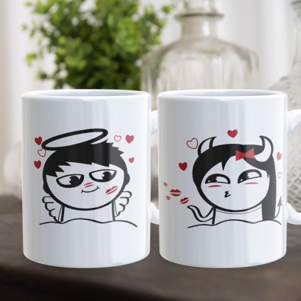Párové hrnečky Cute Buddies - Lady Devil / Boy Angel (cena za oba)