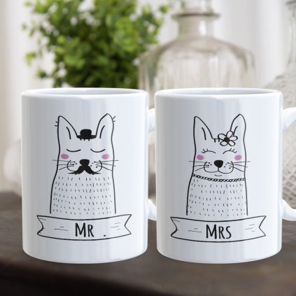 Párové hrnečky Mrs & Mr (cena za oba)