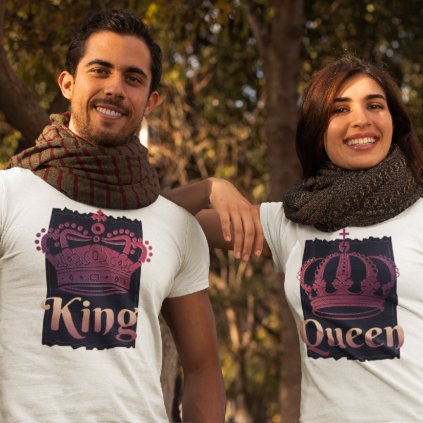 Párová trička King & Queen royal (cena za obě trička)