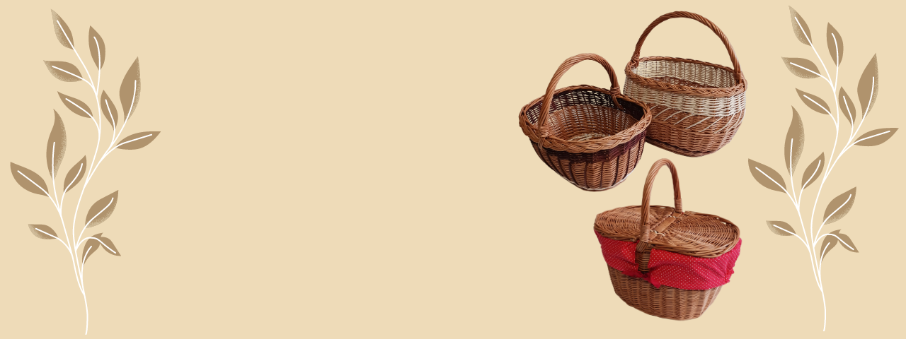 Wicker baskets for shopping and for mushrooms, basket for mushrooms. Choose from more than 20 types of baskets