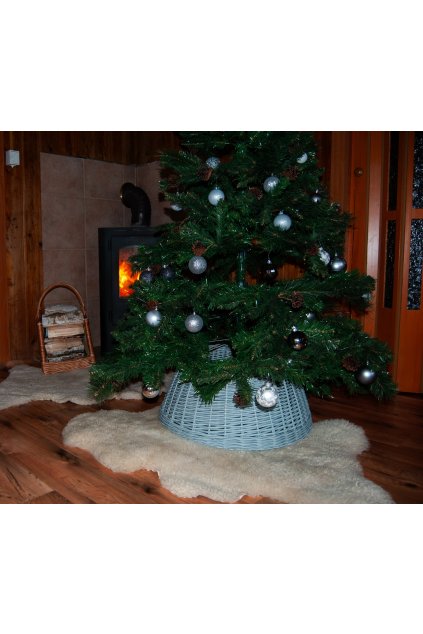 Kryt proutěný na stojan, sukýnka k vánočnímu stromku 60x26 pastelová šedá