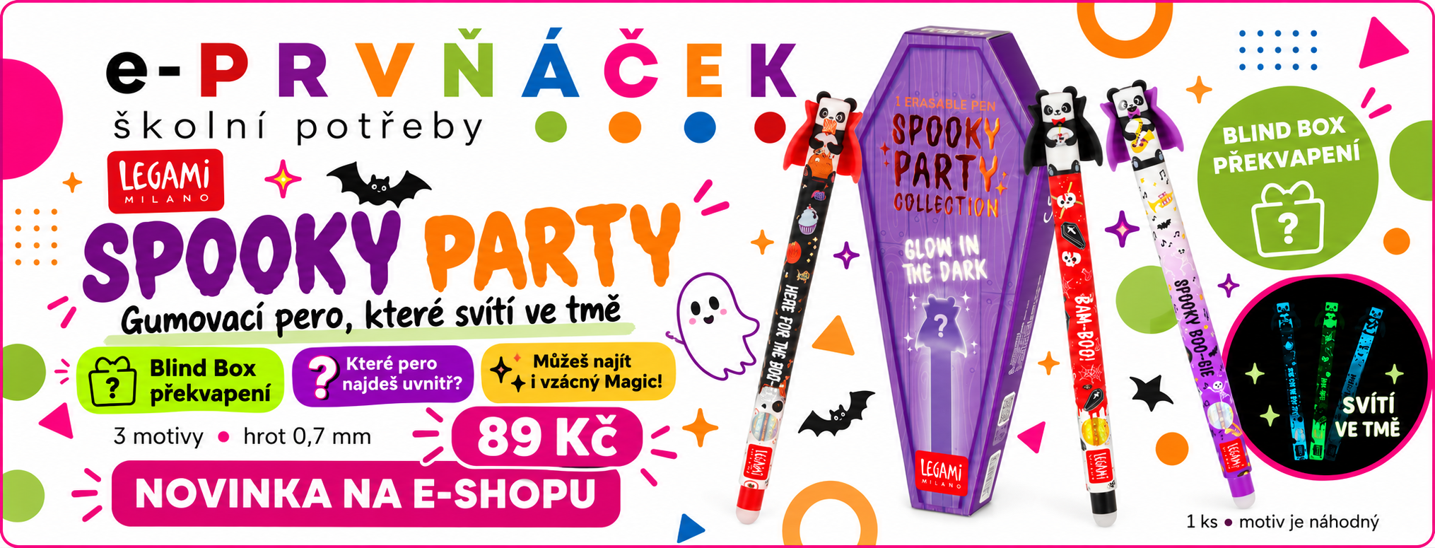 Gumovací pero Legami Spooky Party 0,7 mm
