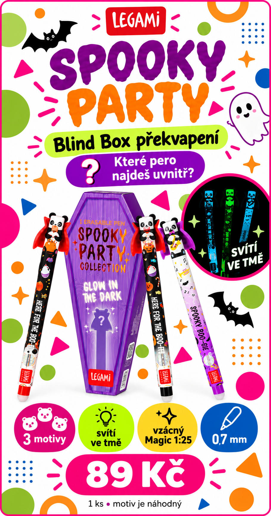 Gumovací pero Legami Spooky Party 0,7 mm