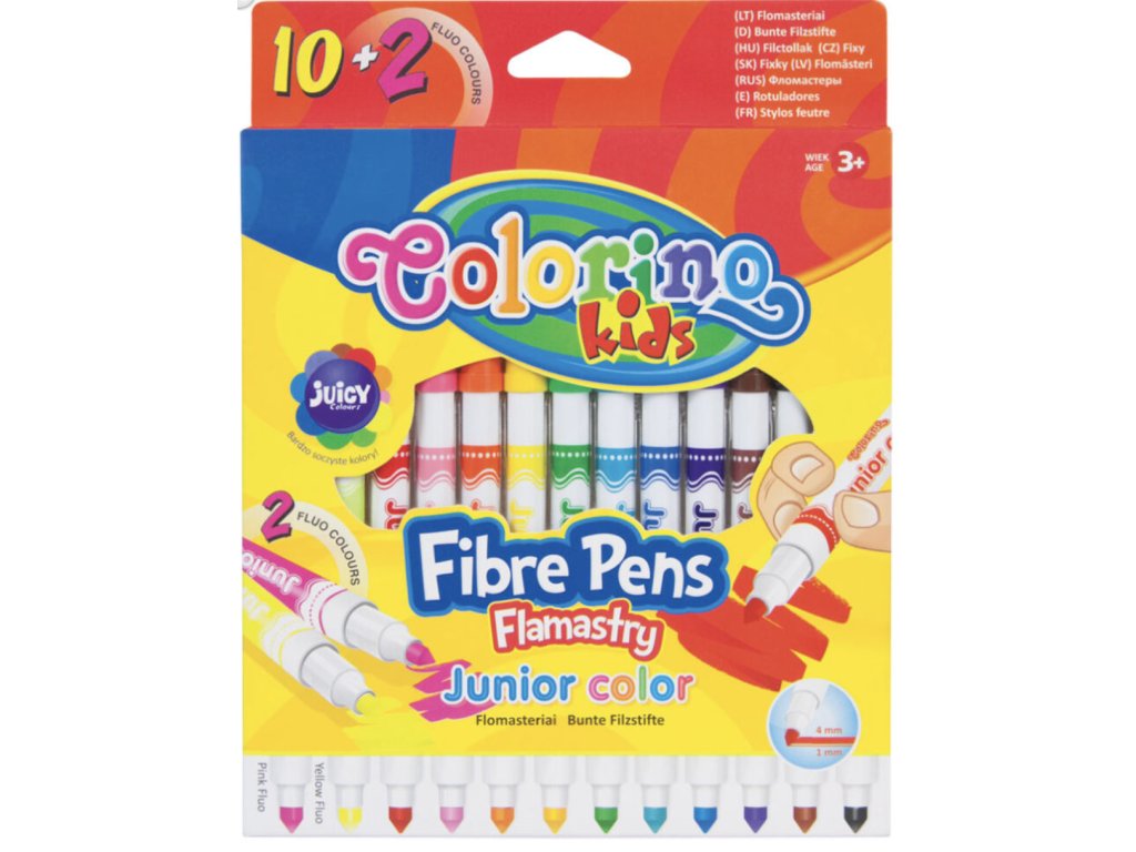 Fixy Colorino Junior – 12 barev (včetně 2 neonových)