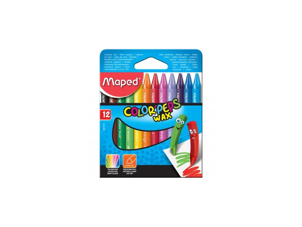 pocket of 12 color crayons maped color peps
