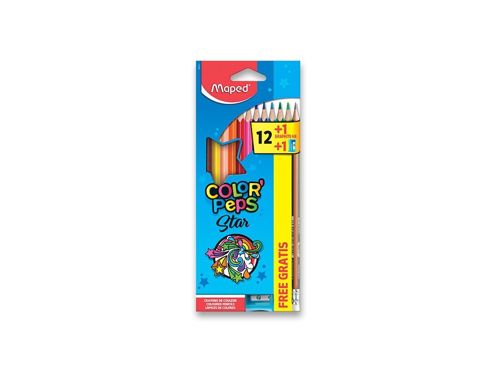 Pastelky Maped Color’Peps – 12 barev + ořezávátko + tužka